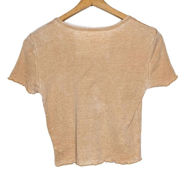 American Eagle Outfitters Crop Top Cap Sleeves Tan Size S - Picture 2 of 8